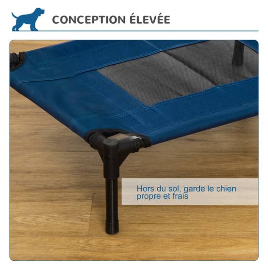 Lit surélevé animal Tissu Oxford Textilène Intérieur Extérieur 61x46cm Bleu Noir - ComfortXL Outdoor Living - Image 7