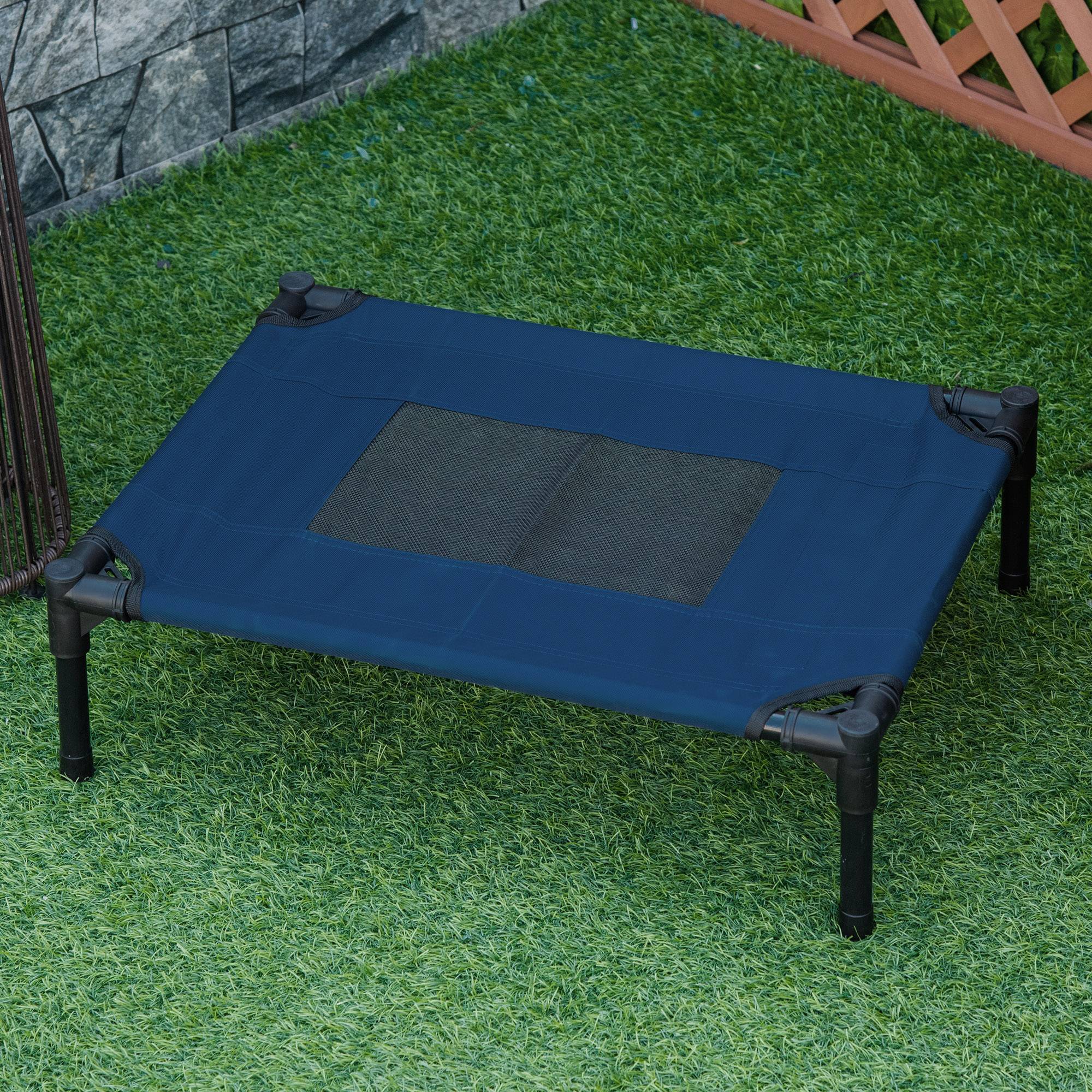 Lit surélevé animal Tissu Oxford Textilène Intérieur Extérieur 61x46cm Bleu Noir - ComfortXL Outdoor Living - Image 3