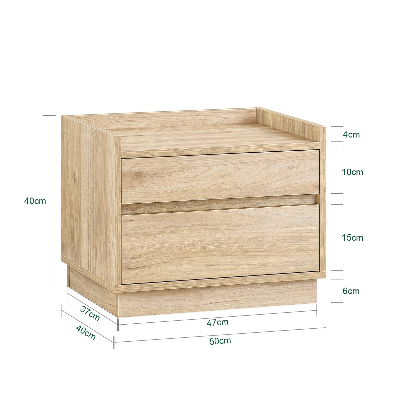 SoBuy Table de Chevet avec 2 Tiroirs, Bout de Canapé, Table de Nuit et Table Basse, Naturelle - Image 3