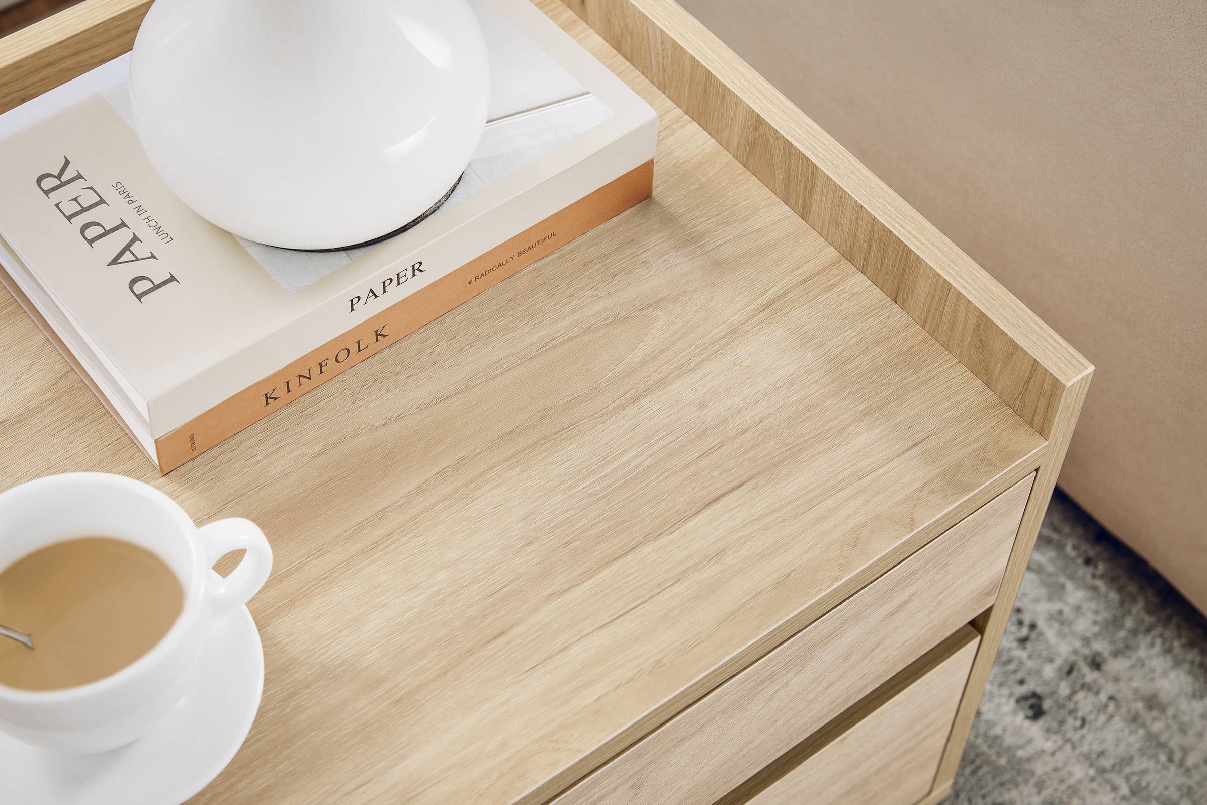 SoBuy Table de Chevet avec 2 Tiroirs, Bout de Canapé, Table de Nuit et Table Basse, Naturelle - Image 7