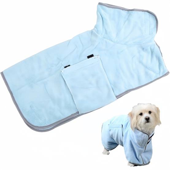 Peignoir Microfibre Bleu Pour Petit Chien - M - Image 1