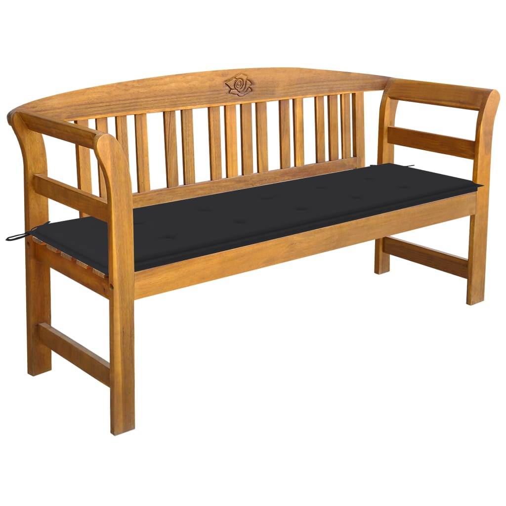 Helloshop26 - Banc de jardin meuble de patio d'extérieur terrasse avec coussin 157 cm bois d'acacia massif - Imagen 1