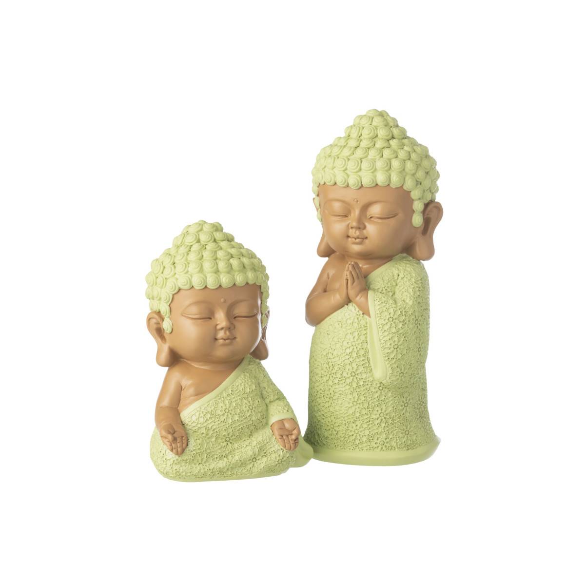 J-Line - Statuette Déco Moine Priant "Boudhi" 32cm Vert - Image 4
