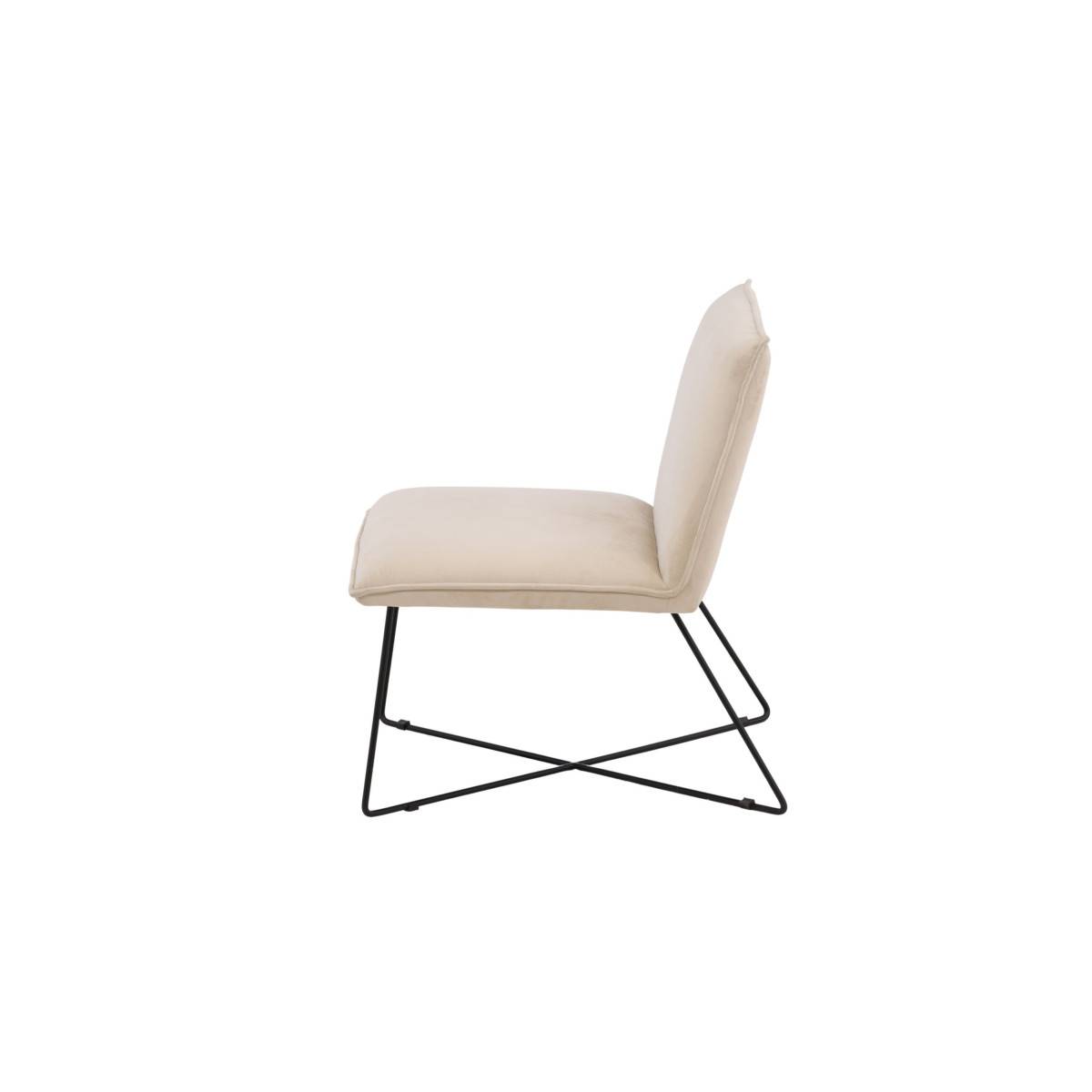 Paris Prix - Fauteuil en Velours "X-Lounge" 82cm Beige - Image 7