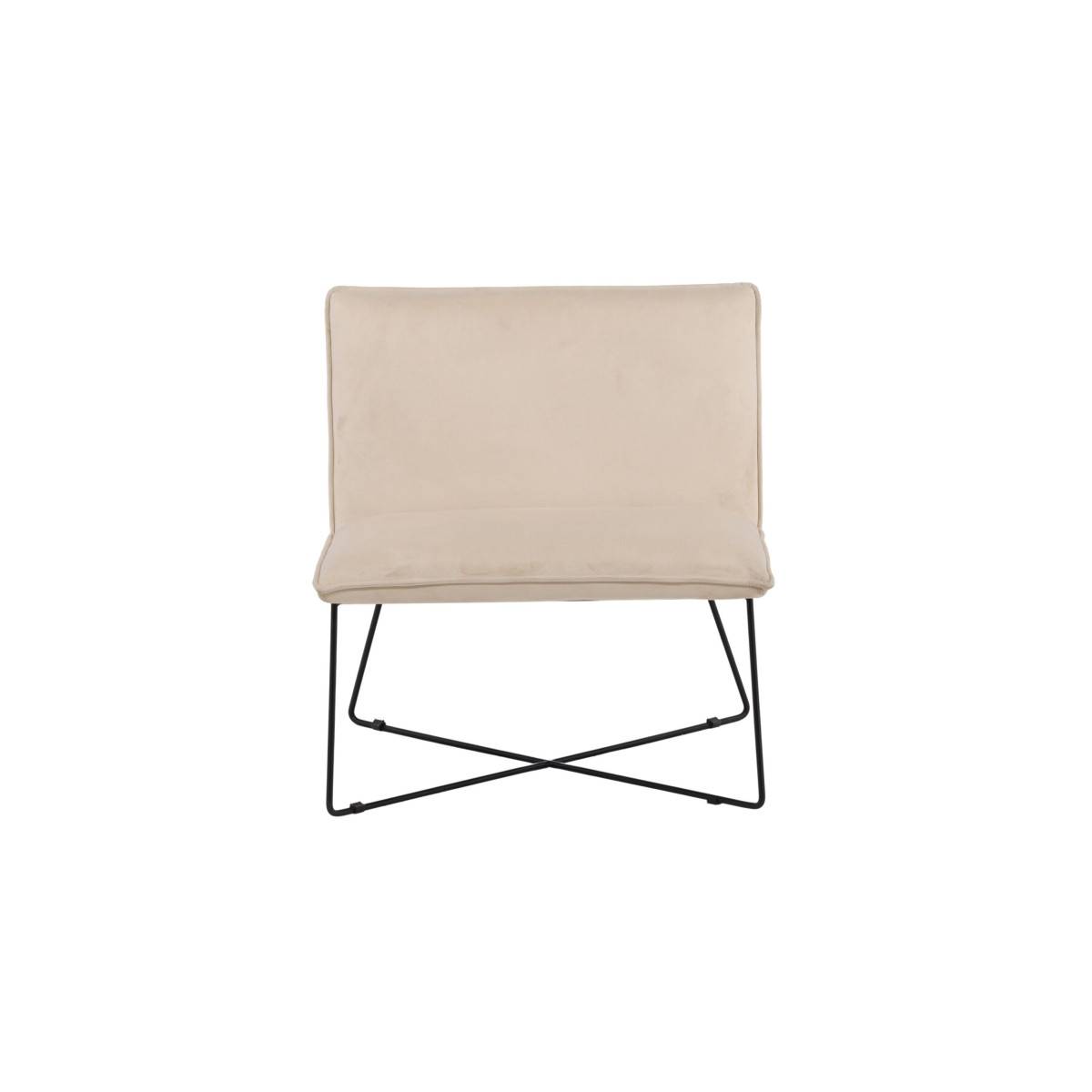 Paris Prix - Fauteuil en Velours "X-Lounge" 82cm Beige - Image 4