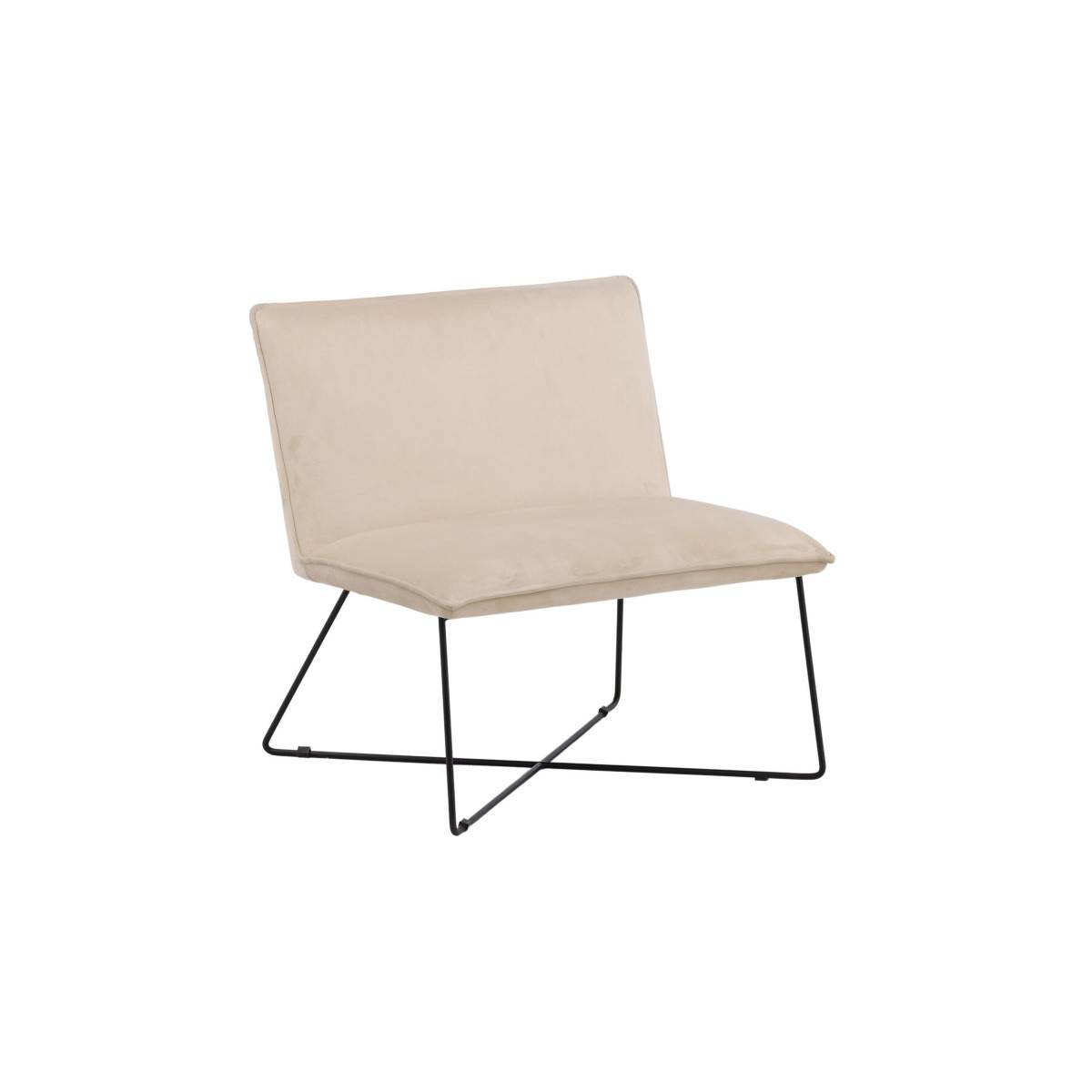 Paris Prix - Fauteuil en Velours "X-Lounge" 82cm Beige - Image 3