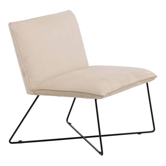 Paris Prix - Fauteuil en Velours "X-Lounge" 82cm Beige - Image 1