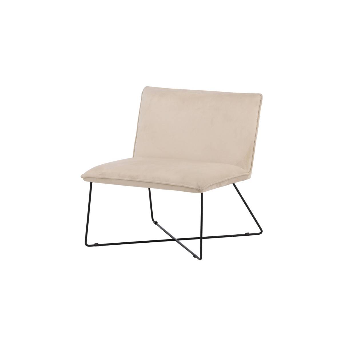 Paris Prix - Fauteuil en Velours "X-Lounge" 82cm Beige - Image 5