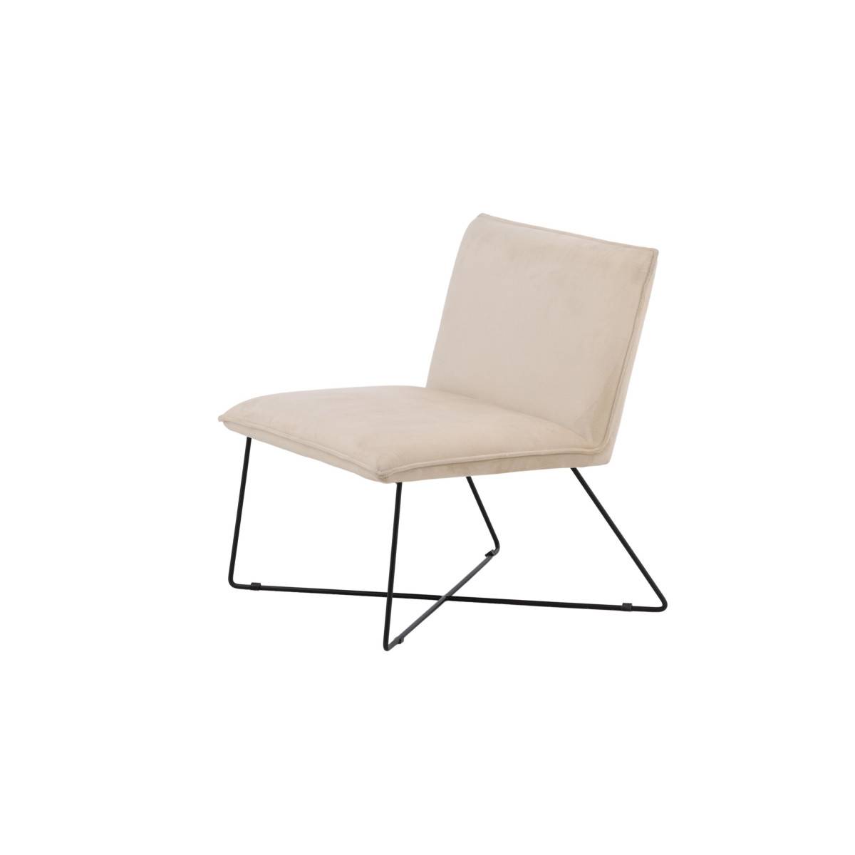 Paris Prix - Fauteuil en Velours "X-Lounge" 82cm Beige - Image 6