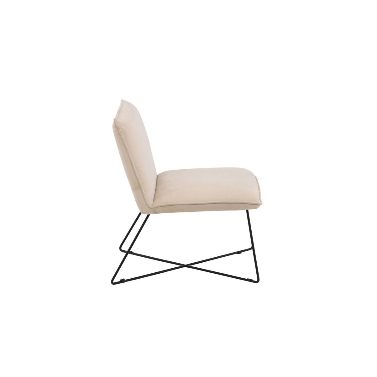 Paris Prix - Fauteuil en Velours "X-Lounge" 82cm Beige - Image 2