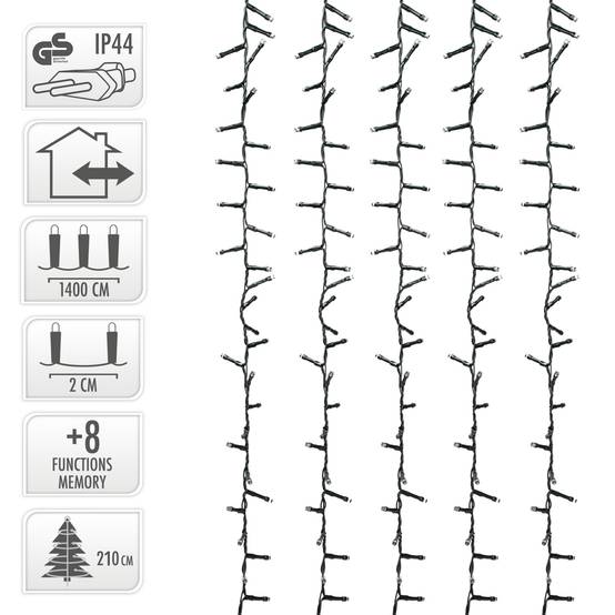 Ecd-Germany - Guirlande lumineuse de Noël à 700 LED en cluster blanc chaud intérieur/extérieur - Imagen 5
