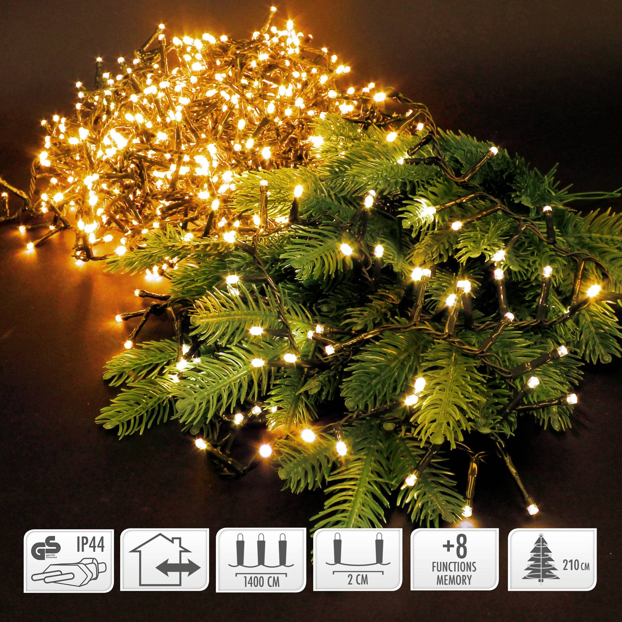 Ecd-Germany - Guirlande lumineuse de Noël à 700 LED en cluster blanc chaud intérieur/extérieur - Imagen 2