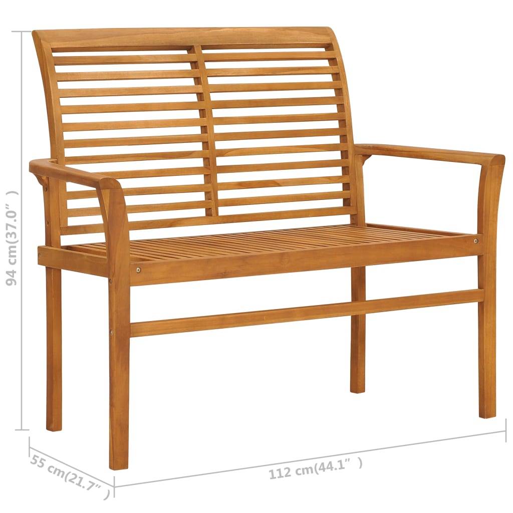 Helloshop26 - Banc de jardin meuble de patio d'extérieur terrasse et coussin anthracite 112 x 55 x 94 cm bois de teck massif - Imagen 8