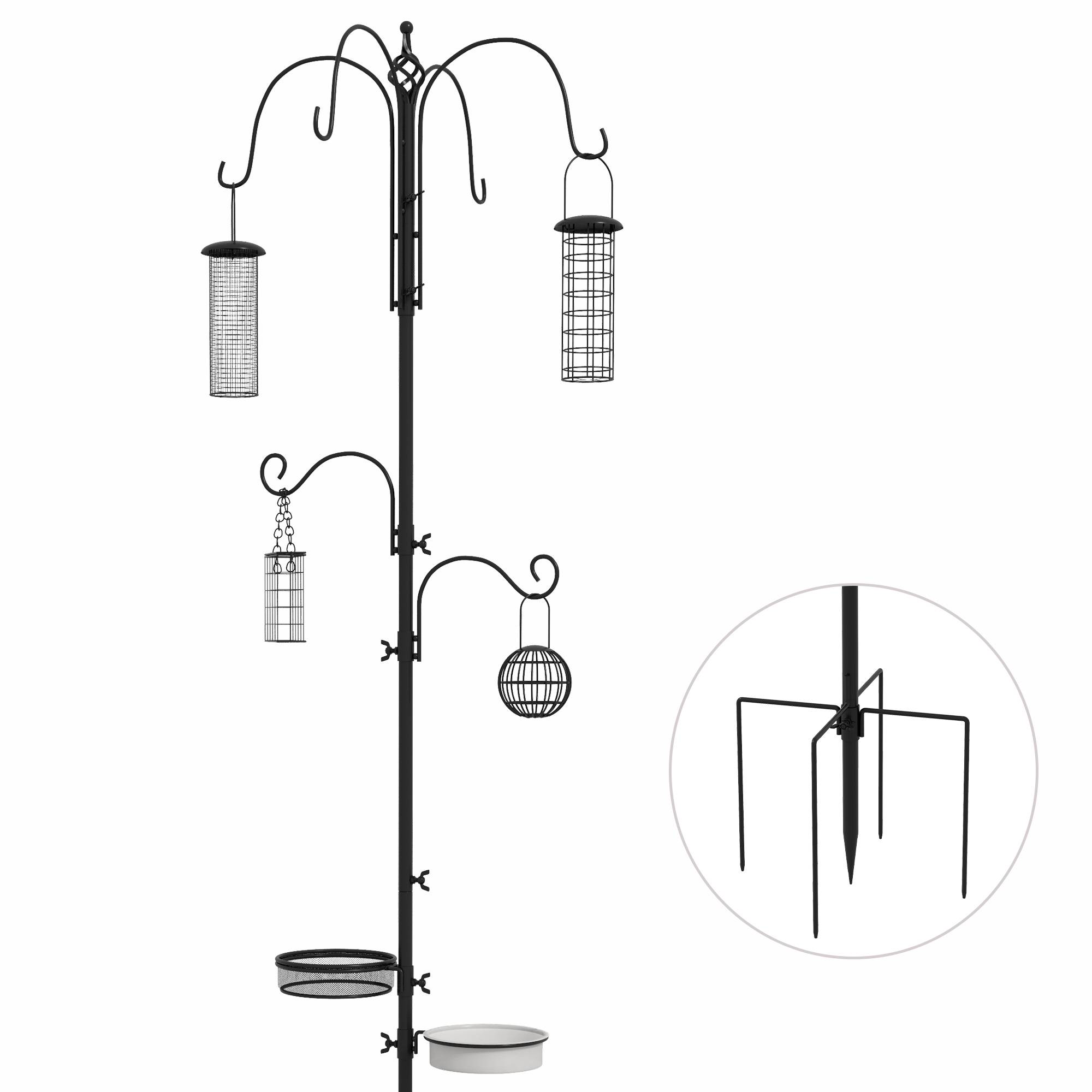 Station d'alimentation pour oiseaux acier noir 58 x 58 x 226 cm - PANGIVO - Image 2