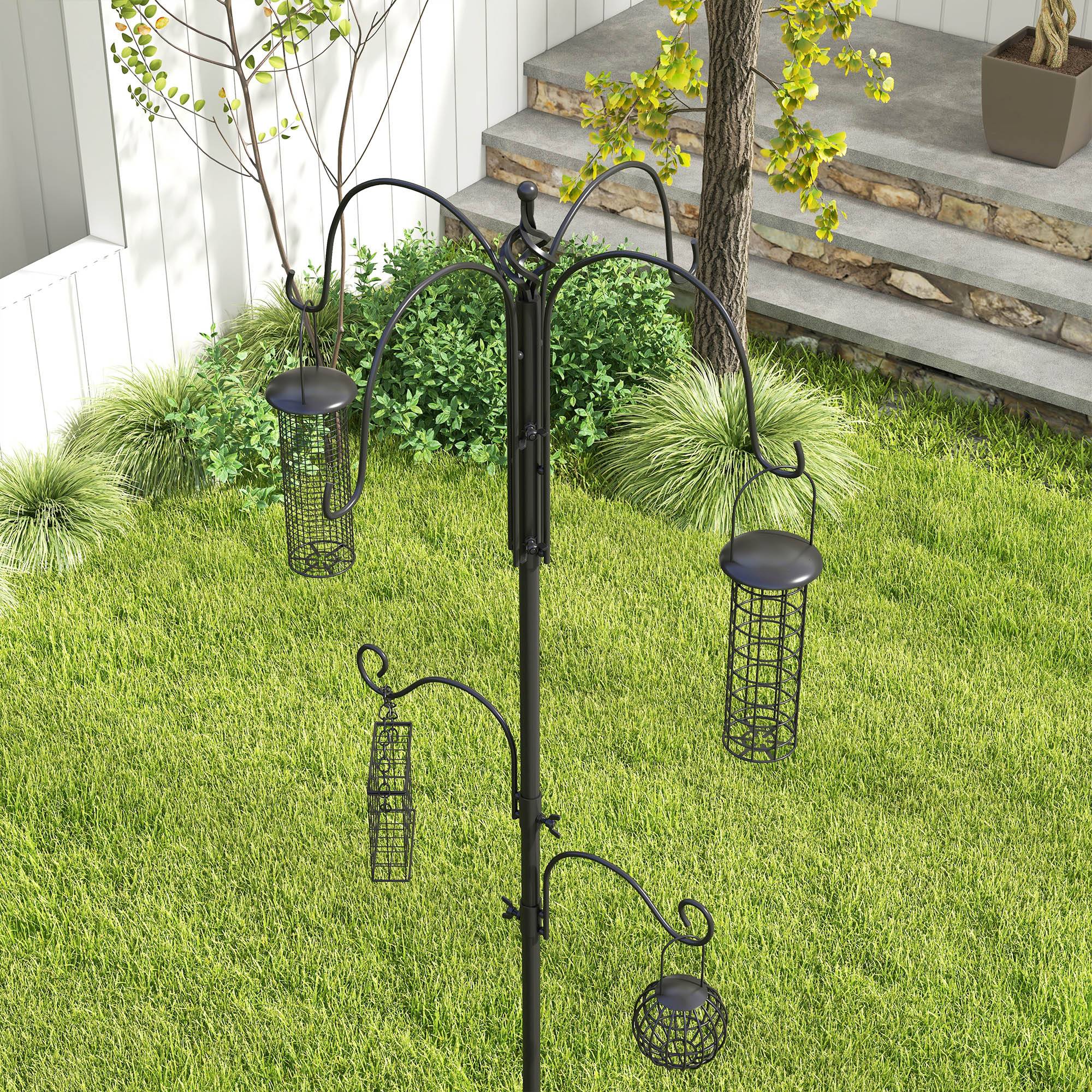 Station d'alimentation pour oiseaux acier noir 58 x 58 x 226 cm - PANGIVO - Image 10