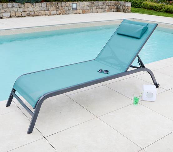 Transat de jardin en acier vert amande GOZO - Imagen 1