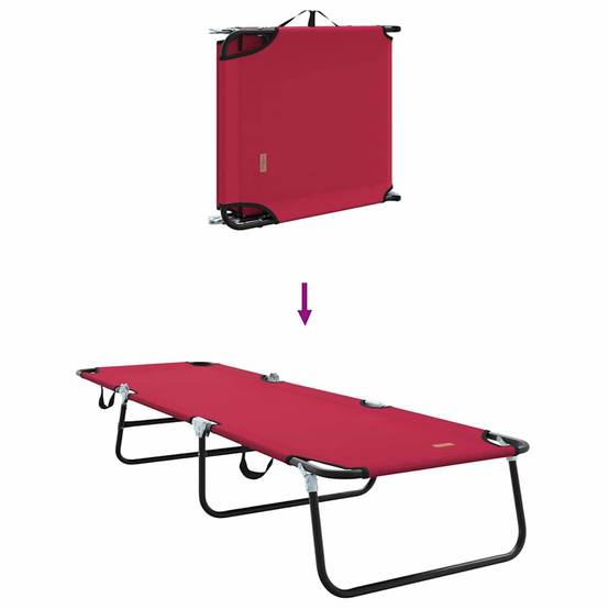 2 pcs Chaise longue | Transat | Bain de soleil pliante Rouge 188 x 57 x 86,5 cm Polyester - Image 9