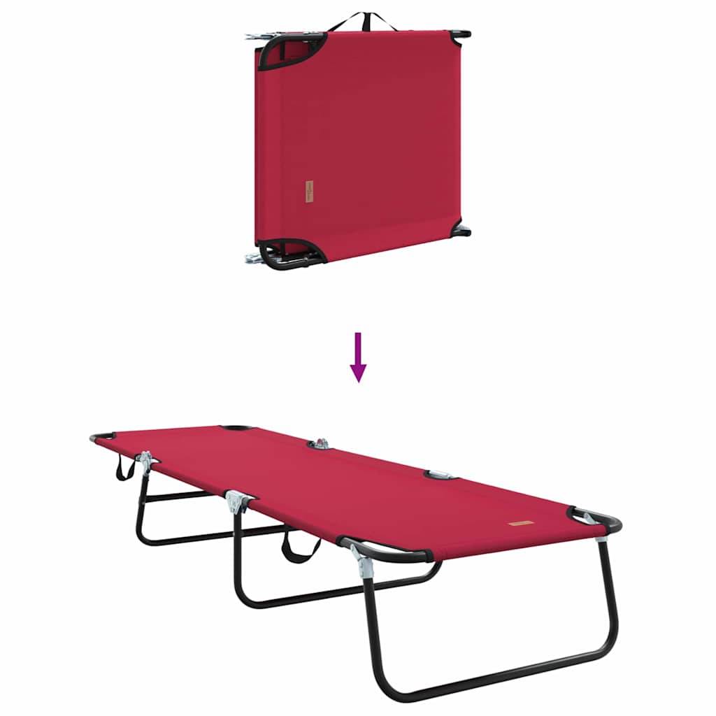 2 pcs Chaise longue | Transat | Bain de soleil pliante Rouge 188 x 57 x 86,5 cm Polyester - Image 9