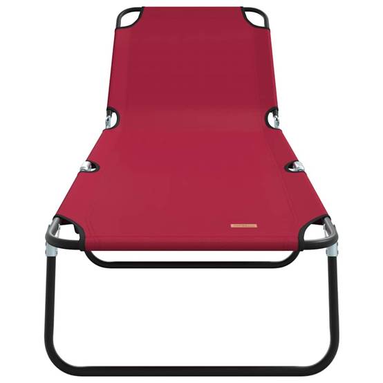 2 pcs Chaise longue | Transat | Bain de soleil pliante Rouge 188 x 57 x 86,5 cm Polyester - Image 5