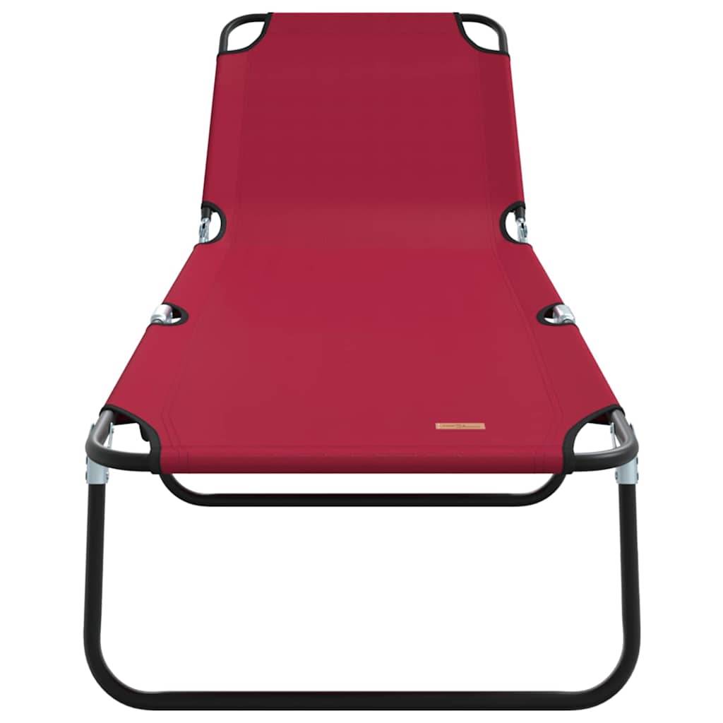 2 pcs Chaise longue | Transat | Bain de soleil pliante Rouge 188 x 57 x 86,5 cm Polyester - Image 5