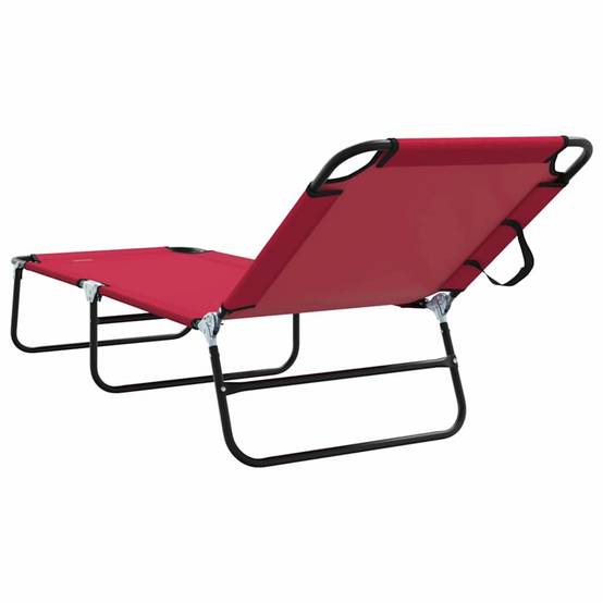 2 pcs Chaise longue | Transat | Bain de soleil pliante Rouge 188 x 57 x 86,5 cm Polyester - Image 7