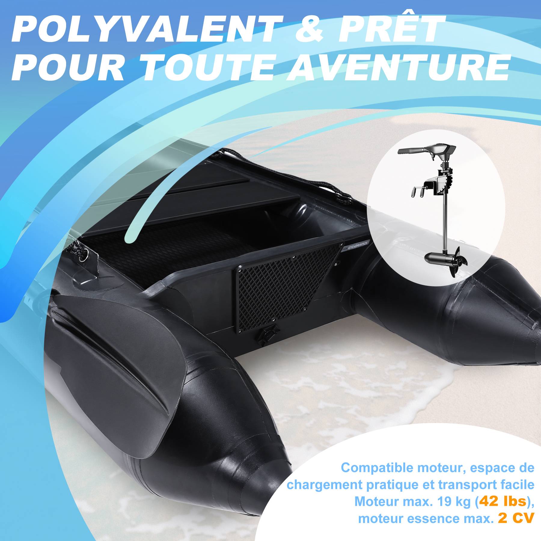 0 - Kayak Gonflable Oryxearth DRYXEARTH Noir - 330×110×30 cm - Plancher Aluminium, Capacité 200 kg - Prêt à l'Aventure - Image 5