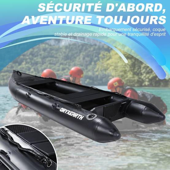 0 - Kayak Gonflable Oryxearth DRYXEARTH Noir - 330×110×30 cm - Plancher Aluminium, Capacité 200 kg - Prêt à l'Aventure - Image 4