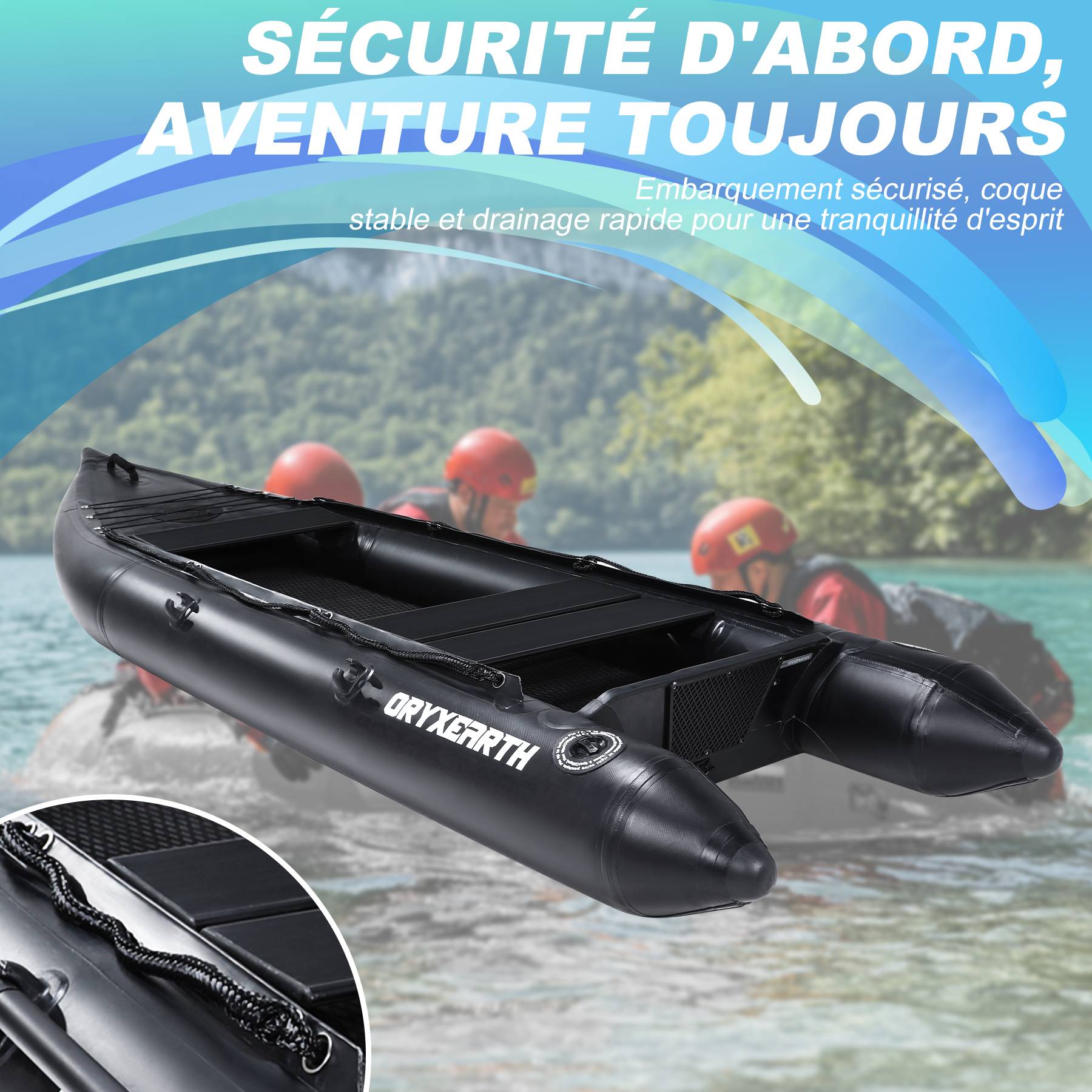 0 - Kayak Gonflable Oryxearth DRYXEARTH Noir - 330×110×30 cm - Plancher Aluminium, Capacité 200 kg - Prêt à l'Aventure - Image 4