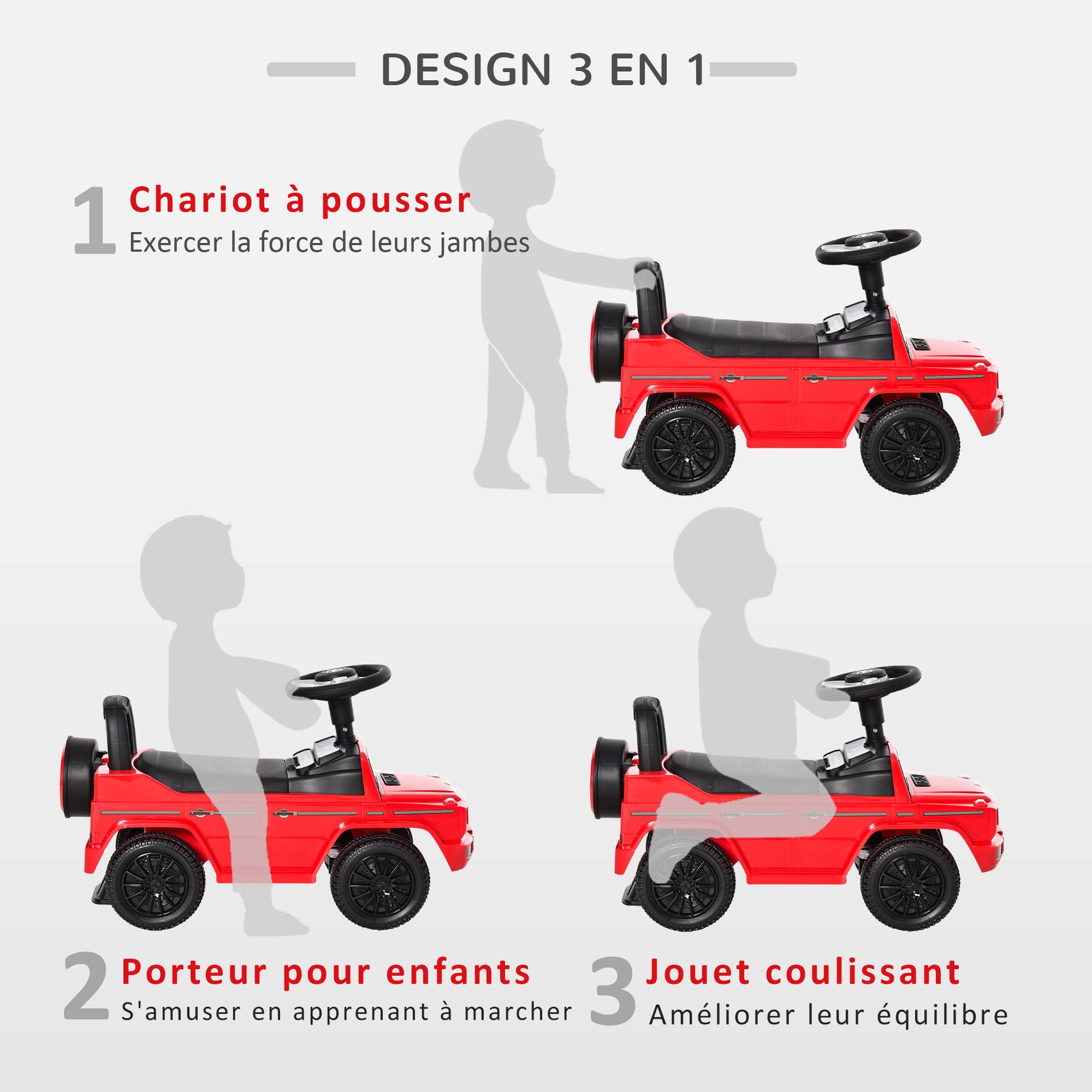 Camion porteur enfants véhicule à pousser licence Mercedes Benz 12-36 mois coffre klaxon phares rouge - Image 6