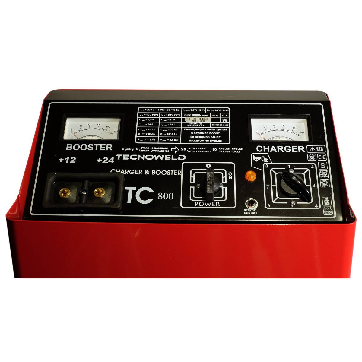 Chargeur démarreur de batterie 1380 Ah-12-24V Charge 120A auto poids lourds TEC800 sur roues Tecnoweld - Imagen 4