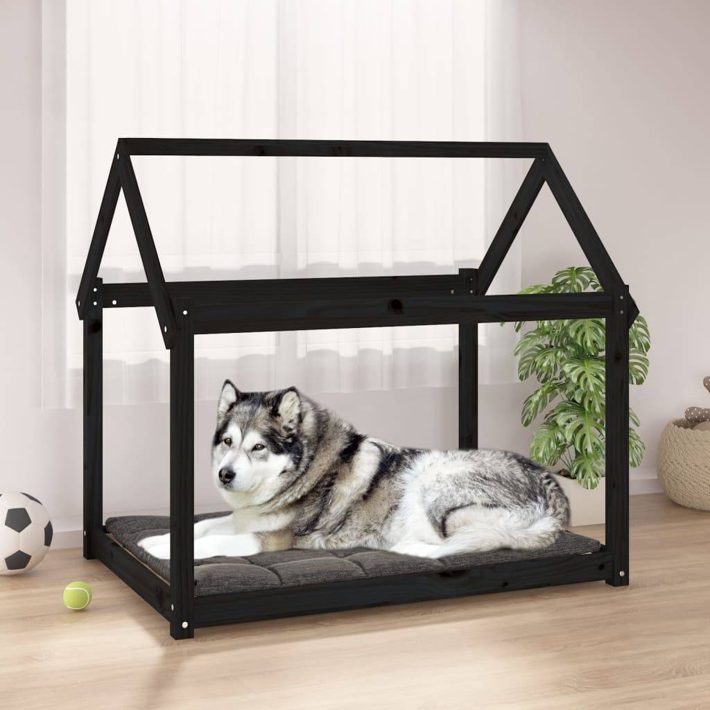 Vidaxl - Lit pour chien Noir 111x80x100 cm Bois de pin solide vidaXL 822221 - Imagen 1