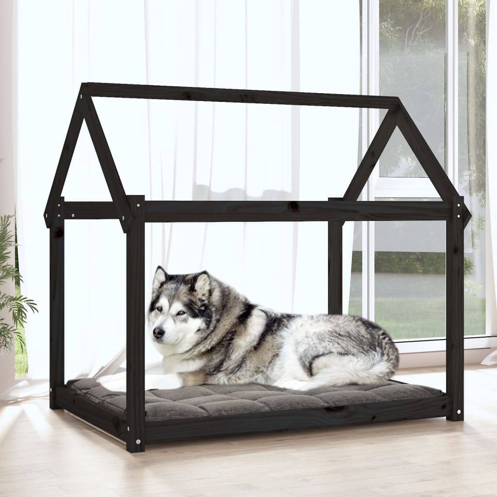 Vidaxl - Lit pour chien Noir 111x80x100 cm Bois de pin solide vidaXL 822221 - Imagen 4