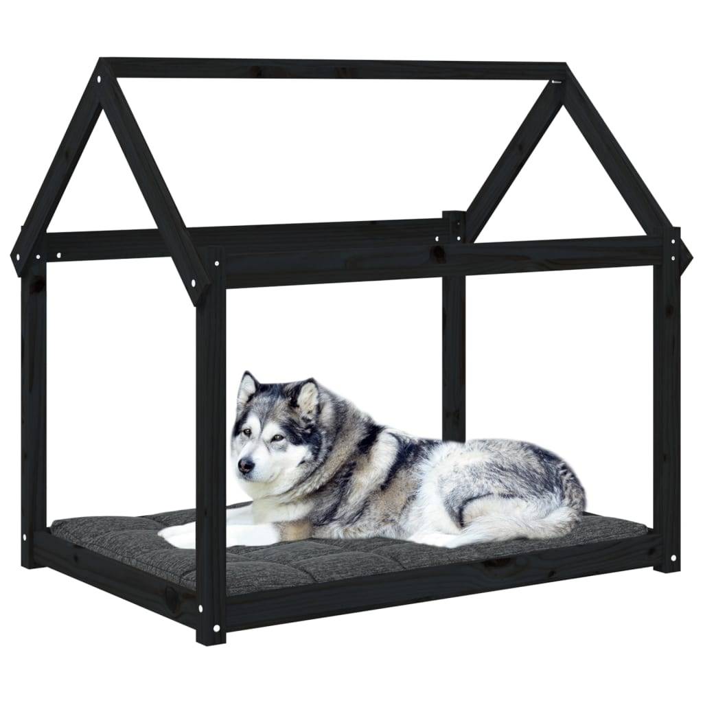 Vidaxl - Lit pour chien Noir 111x80x100 cm Bois de pin solide vidaXL 822221 - Imagen 5