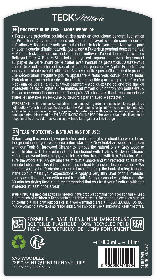 Teck'Attitude - Protecteur pour teck Naturel  1 L - TECK'Attitude - Imagen 2