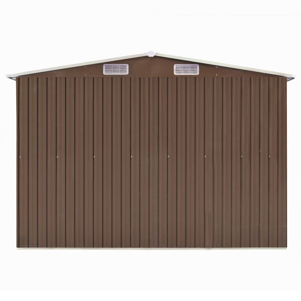 Helloshop26 - Abri de jardin cabane cabanon maison de stockage remise extérieur hangar outils robuste 257 x 990 x 181 cm acier galvanisé marron - Imagen 4