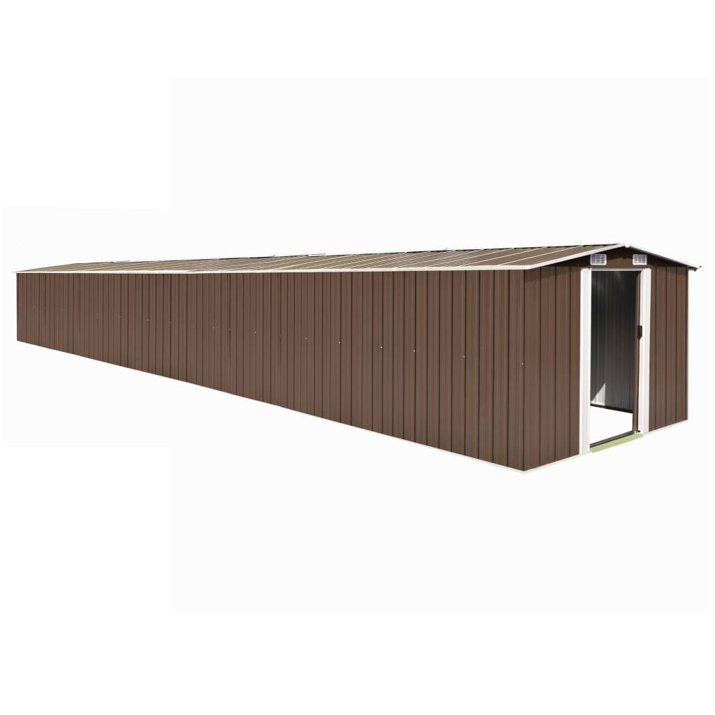 Helloshop26 - Abri de jardin cabane cabanon maison de stockage remise extérieur hangar outils robuste 257 x 990 x 181 cm acier galvanisé marron - Imagen 1