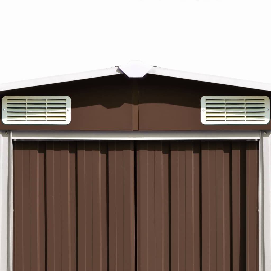 Helloshop26 - Abri de jardin cabane cabanon maison de stockage remise extérieur hangar outils robuste 257 x 990 x 181 cm acier galvanisé marron - Imagen 5