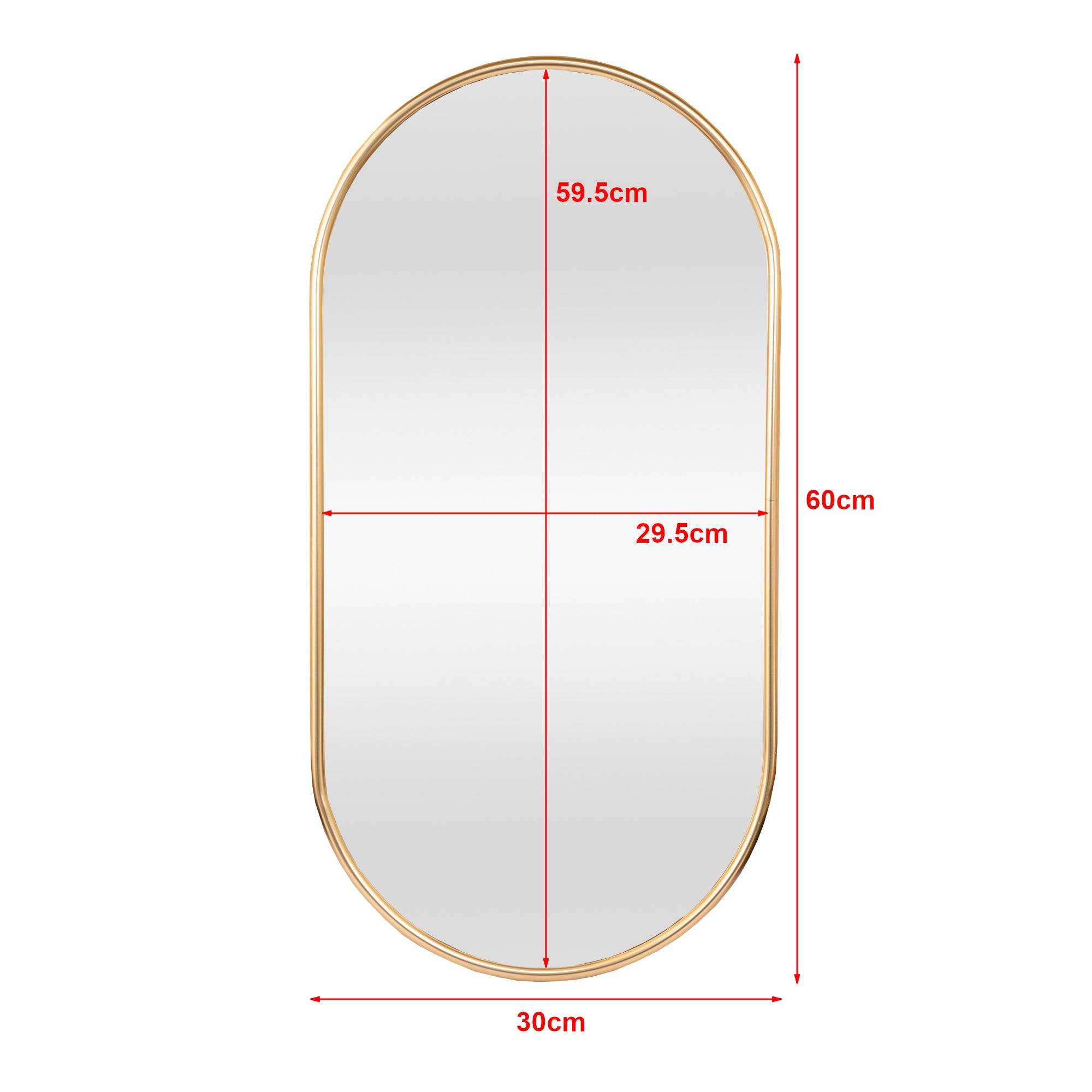 Helloshop26 - Miroir mural ovale 30 x 60 cm doré - Imagen 3