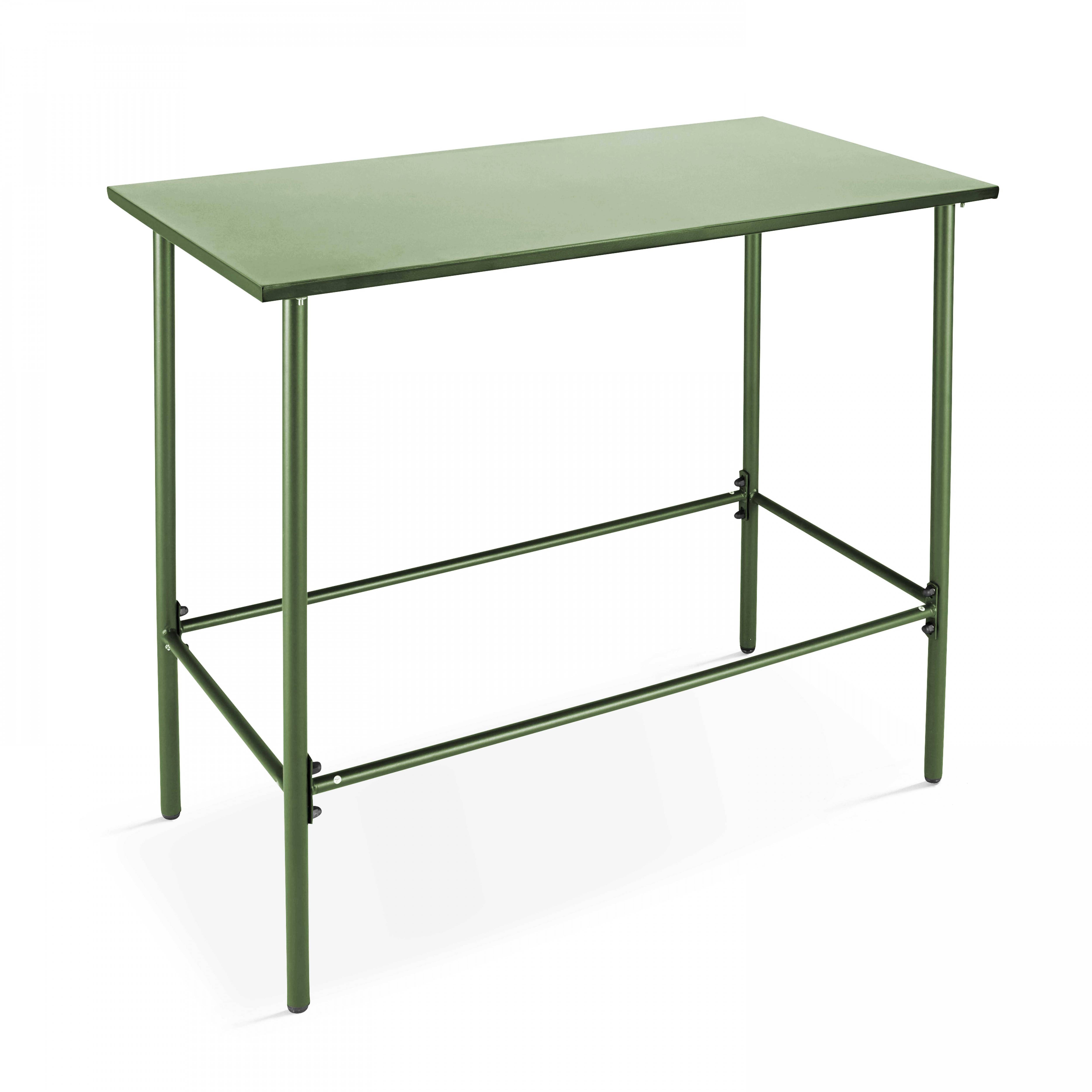 Oviala - Ensemble table haute et 4 chaises de bar en métal vert cactus Palavas - Oviala - Imagen 6