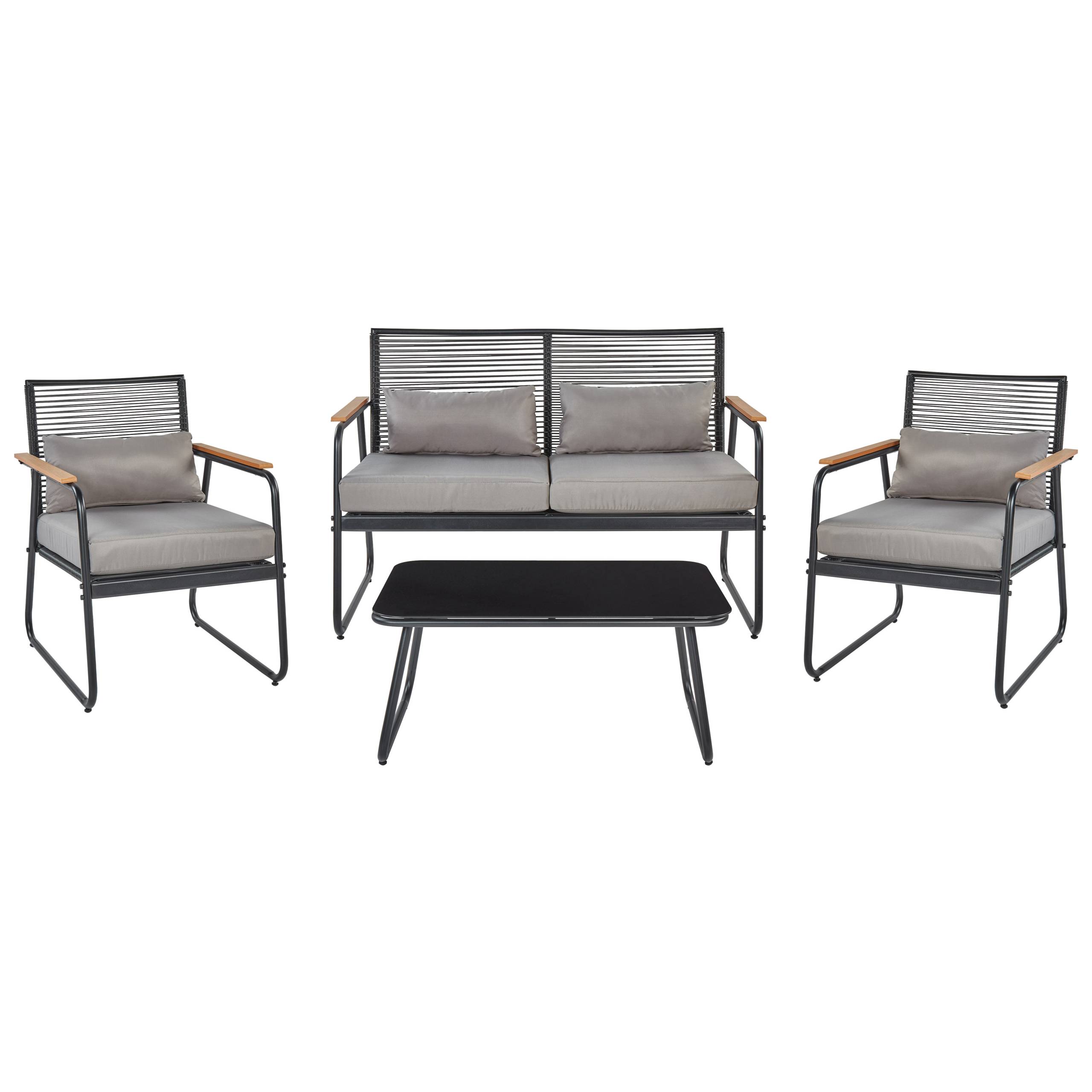 Beliani - Set de jardin, 4 Personnes Acier Noir POMONTE - Beliani - Imagen 2