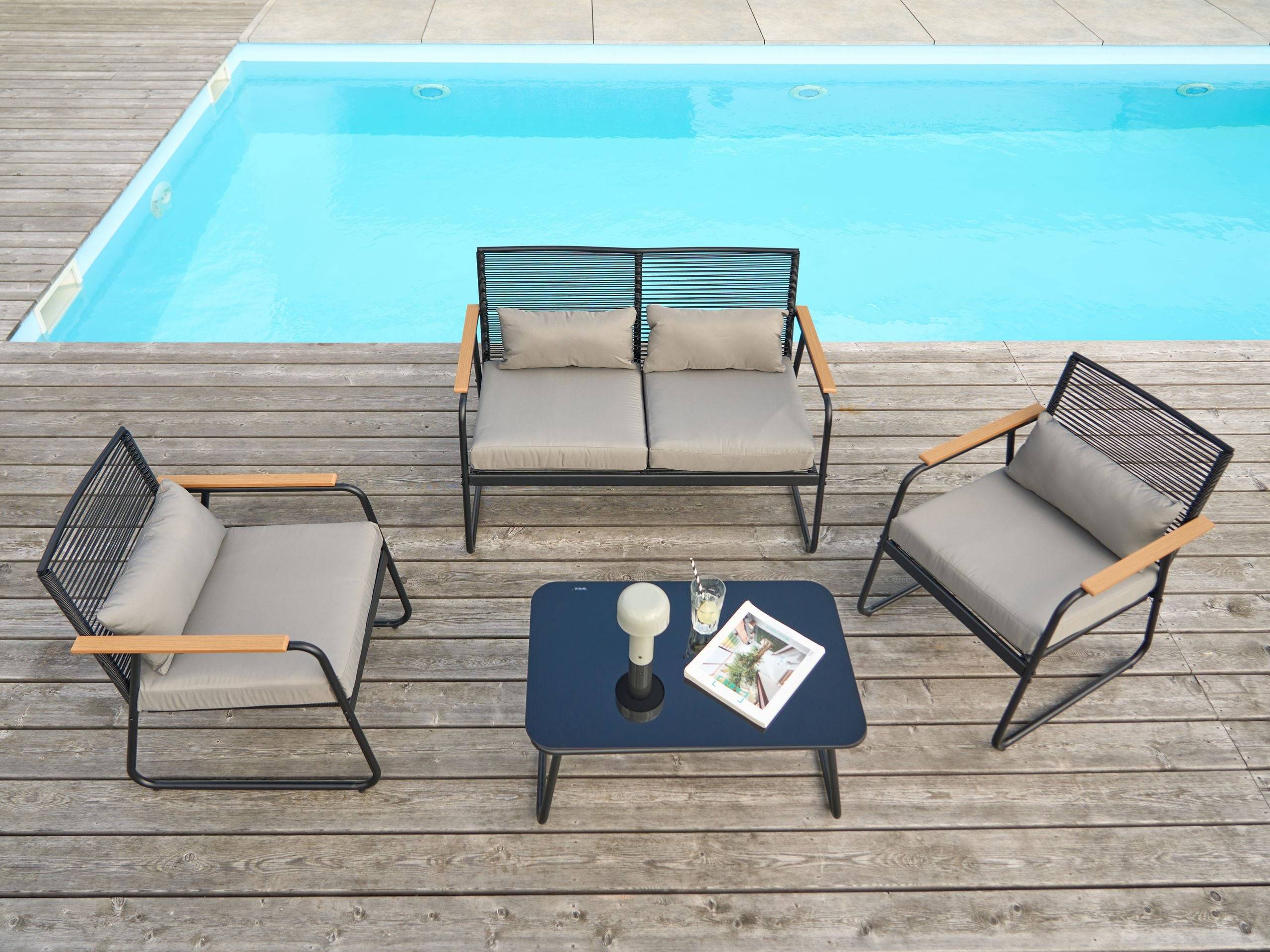 Beliani - Set de jardin, 4 Personnes Acier Noir POMONTE - Beliani - Imagen 1
