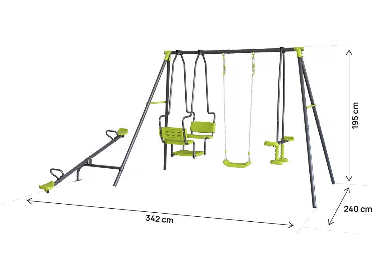 Habitat Et Jardin - Portique De Jeu En Métal Avec Balançoire A Bascule "lenny" - 4 Agrès - Vert -habitat Et Jardin - Image 3