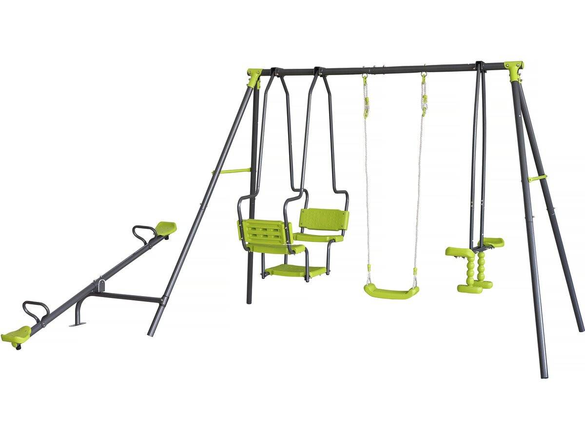 Habitat Et Jardin - Portique De Jeu En Métal Avec Balançoire A Bascule "lenny" - 4 Agrès - Vert -habitat Et Jardin - Image 1
