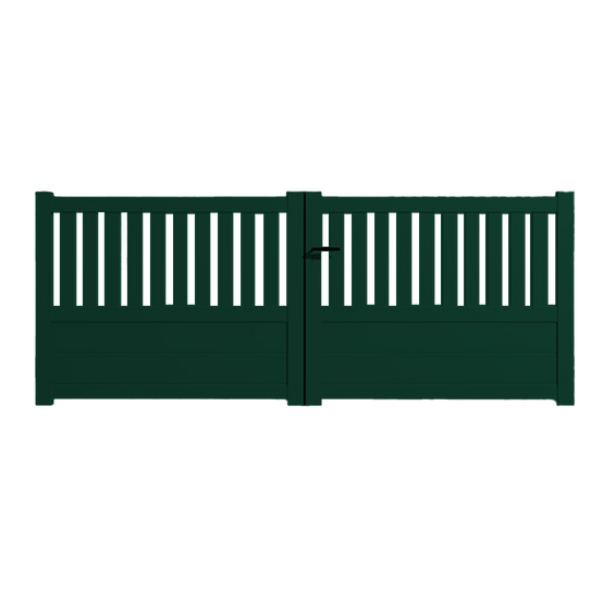 Portail alu battant semi-ajouré en kit dim. L.3500 (entre piliers) X H.1300 mm Vert (RAL 6005)
