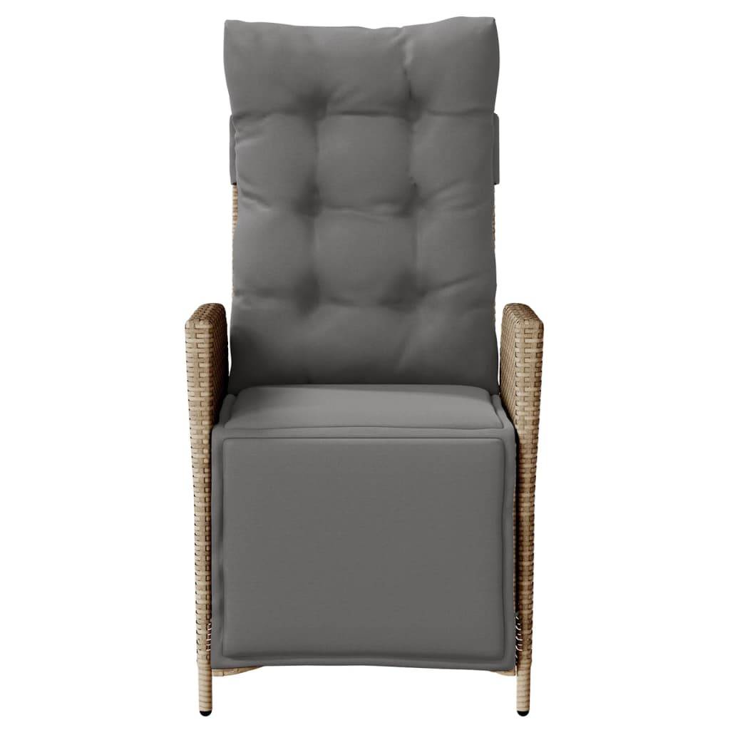 Chaise de jardin inclinable - Chaise d'extérieur - Fauteuil d'extérieur et repose-pied mélange beige rotin - MEUBLE PRO - Image 4