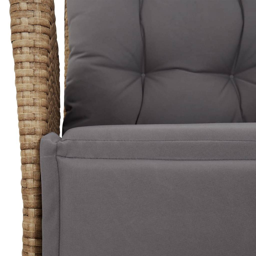 Chaise de jardin inclinable - Chaise d'extérieur - Fauteuil d'extérieur et repose-pied mélange beige rotin - MEUBLE PRO - Image 9