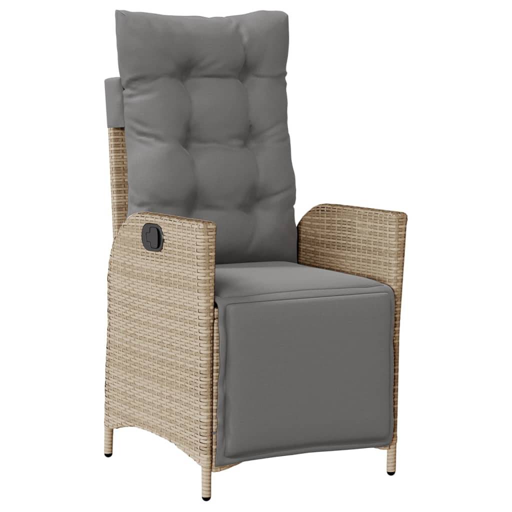 Chaise de jardin inclinable - Chaise d'extérieur - Fauteuil d'extérieur et repose-pied mélange beige rotin - MEUBLE PRO - Image 1