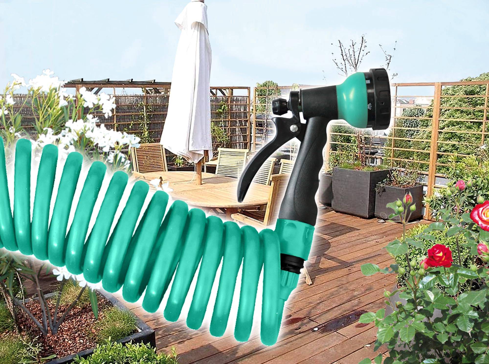 Jardibric - Jardibric - Tuyau d'Arrosage Serpentin en PU 10m - Souple, Résistant & Facile à Utiliser pour Arrosage Précis de Jardin et Balcon - Image 4