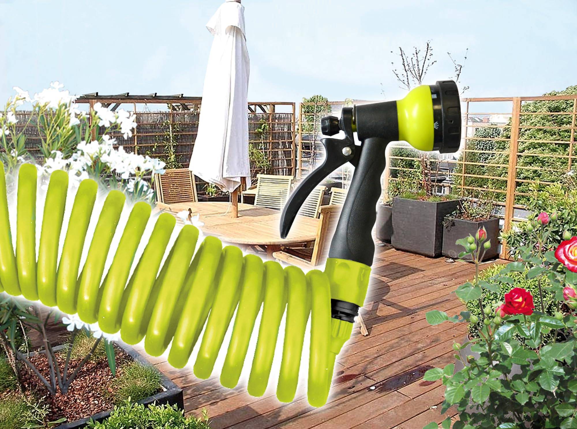 Jardibric - Jardibric - Tuyau d'Arrosage Serpentin en PU 10m - Souple, Résistant & Facile à Utiliser pour Arrosage Précis de Jardin et Balcon - Image 3