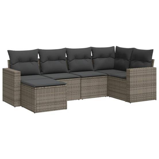 Salon de jardin bas 6 pièces Résine Tressée Gris avec Rangement et Repose-pied Terrasse – ComfortXL Outdoor Living - Image 2
